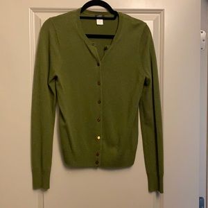 J.crew 100% cashmere green cardigan size M